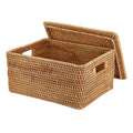 Hipiwe Wicker Storage Bin with Lid & Handle Handwoven Rattan Shelf Baskets