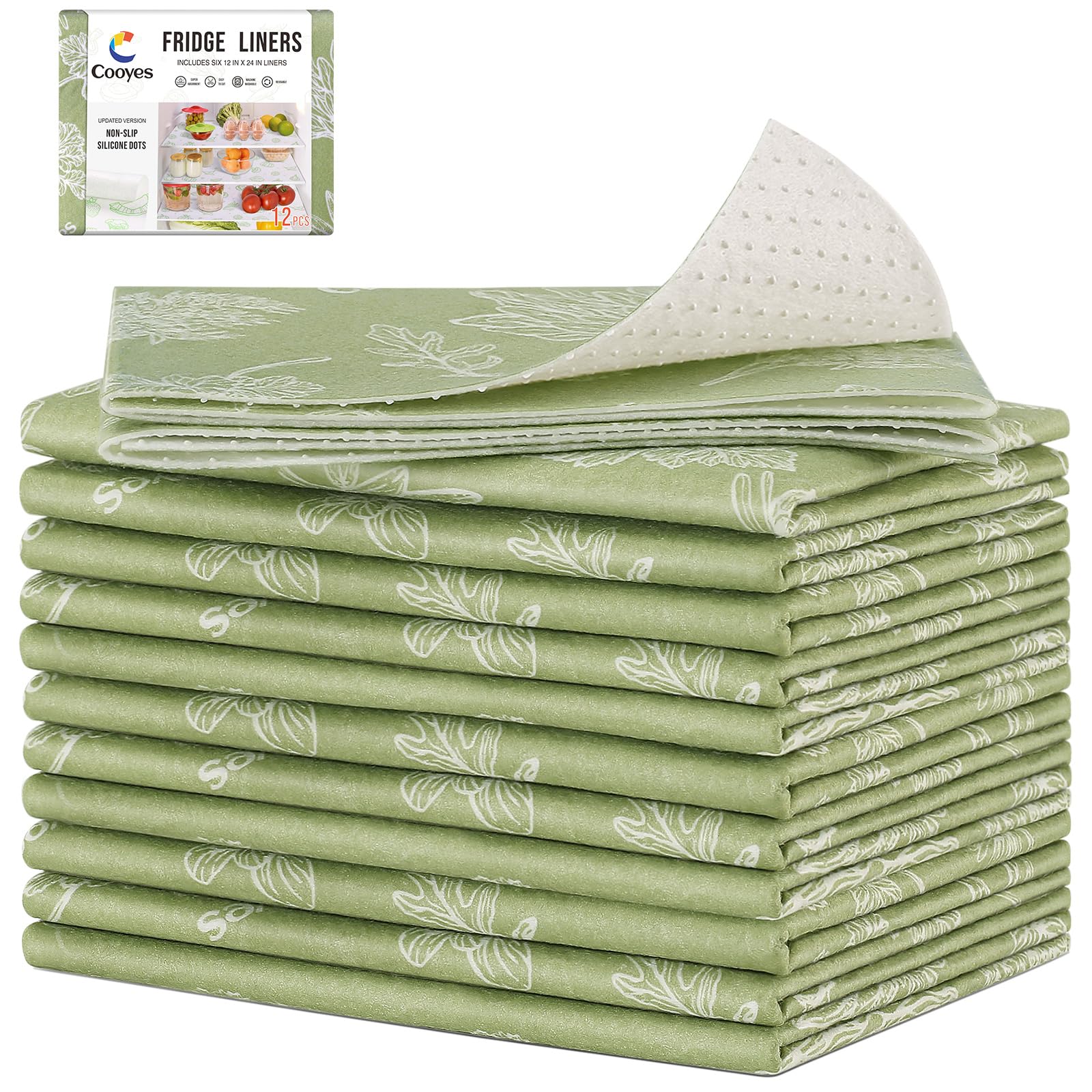 Cooyes Large Refrigerator Liners for Shelves, 12 Pack, 17.7    36, Fridge Drawer & Shelf Liners for Kitchen Cabinets Non-Adhesiv