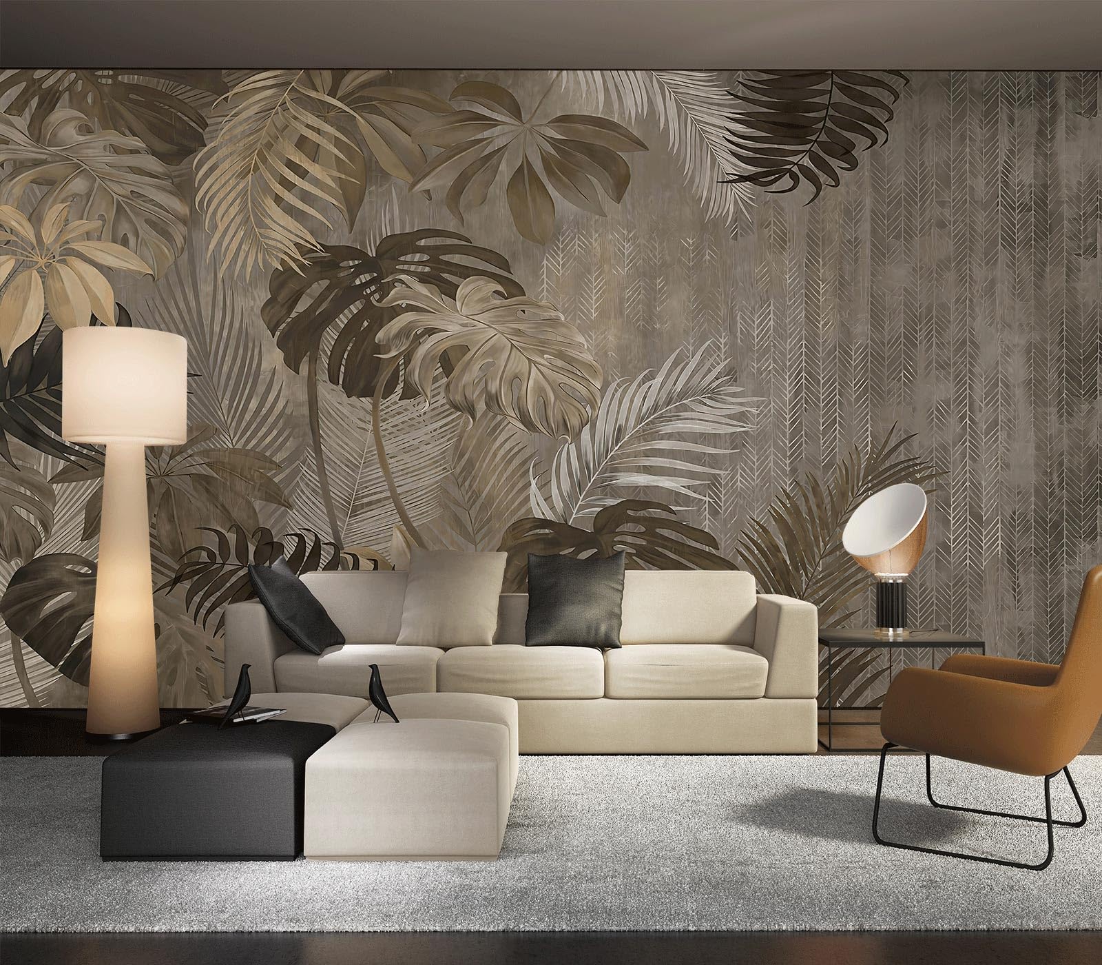 Cliouar-Turtle Backed Bamboo Plantain Leaf Plant Wall Mural Wallpaper Peel and Stick 137 x 102