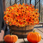 Satefello Artificial Fall Flowers For Outdoors, 10 Bundles Artificial Plants Uv Resistant Fall Fake Plants For Outside Halloween