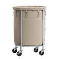 SONGMICS Laundry Basket with Casters, Rolling Laundry Hamper, 29 Gal., Round Laundry Cart with Steel Frame and Removable Bag, 4 