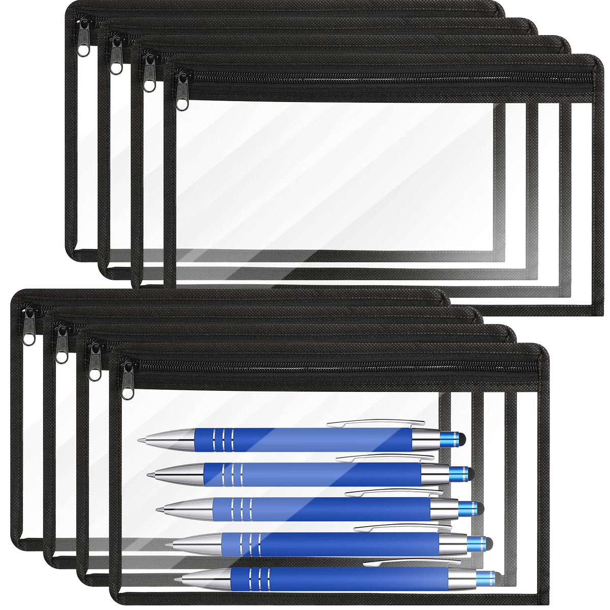 8 Pieces Clear Zipper Pouches Pencil Pouches Pvc Makeup Pouch Envelopes Folder Storage Multi Purpose Pouch Document File Organiz