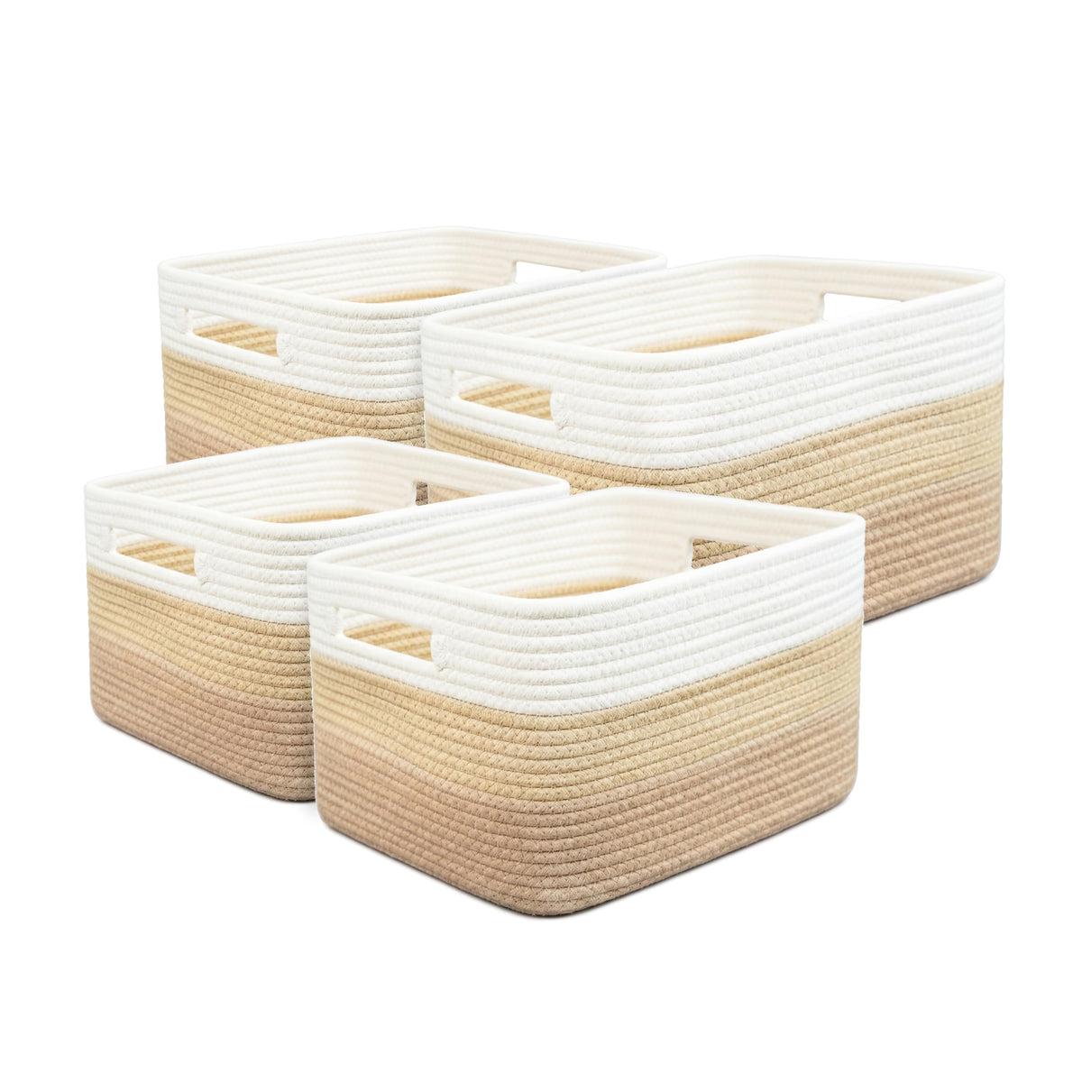 LskoYtsa 4 sets of handwoven cotton rope storage boxes, suitable for toys, books, clothes, bathrooms, car trunks used for organ