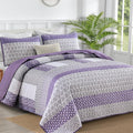 Wongs Bedding Purple Quilt Queen Size, Bohemian Stripe Quilt Sets 3 Pieces Boho Quilted Bedspread Set Lightweight Microfiber Cov