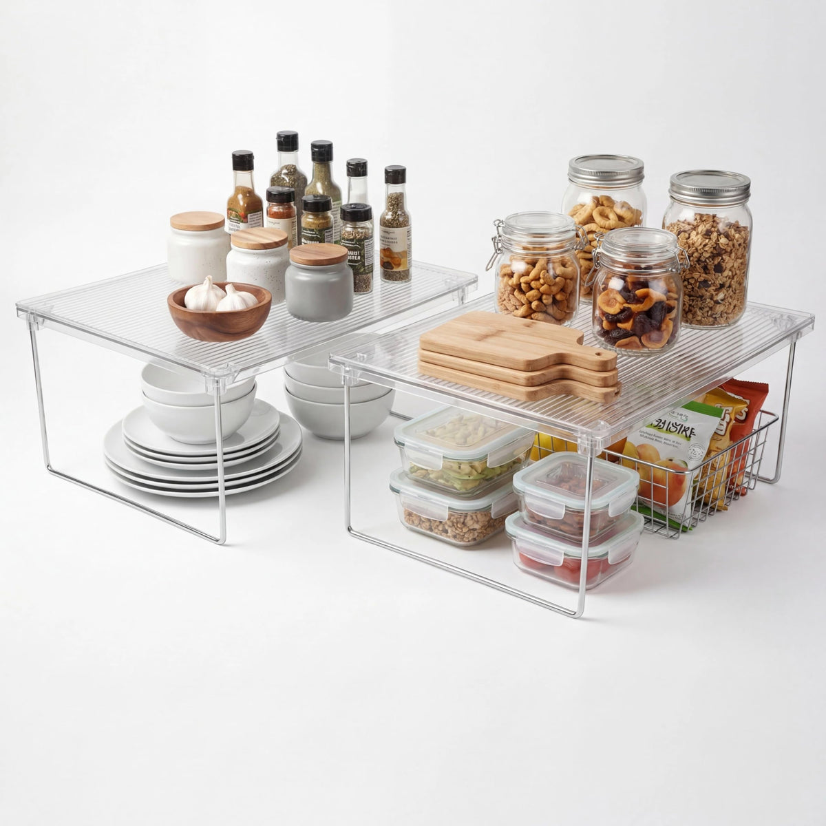 Chistylr Kitchen Storage Accessories, Foldable Shelf 2 Pack