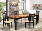 East West Furniture LGNI5-BCH-C 5 Piece Dining Table Set for 4 Includes a Rectangle Kitchen Table with Butterfly Leaf and 4 Linen Fabric Kitchen Dining Chairs, 42x84 Inch, Black & Cherry