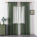 DUALIFE Hunter Green Sheer Curtains 84 Inches Long,Faux Linen Sheer Curtain Drapes for Living Room Bedroom Nursery Kitchen Bathr