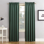 Sun Zero Barrow Energy Saving Rod Pocket Window Curtains, 54' X 63, Everglade Green, Set Of 2