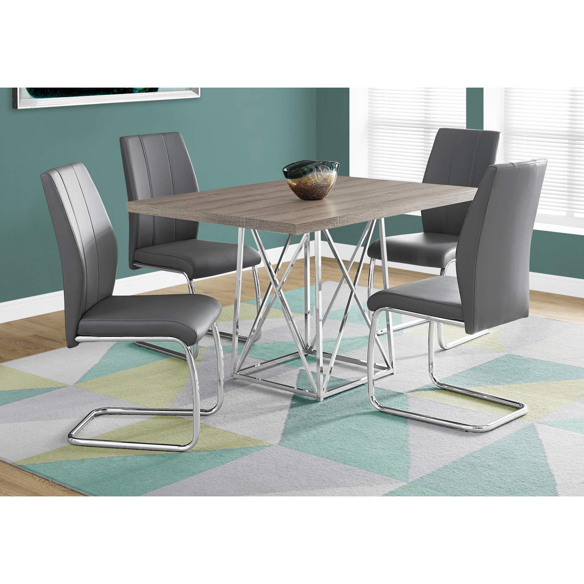 Monarch Specialties I Dining Table Metal Base, 36&quot; X 48&quot;, Dark Taupe/Chrome