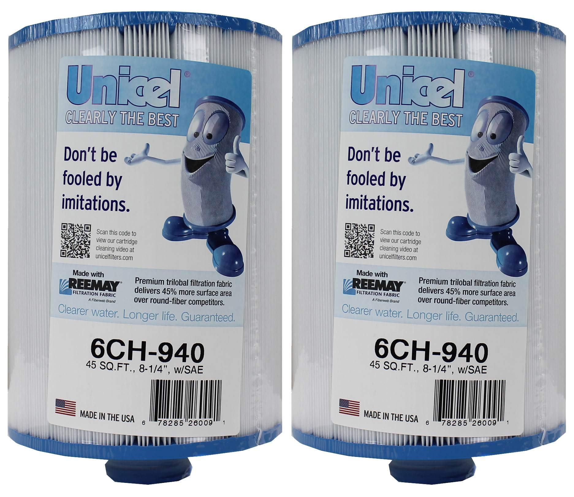 Unicel 8.25 By 6 Inch Hot Tub And Spa Filter Replacement Cartridge With High Quality Media For Multiple Filter Models, 2 Pack
