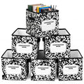 Romooa 6 Pcs 11 Inch Composition Book Classroom Fabric Storage Bins