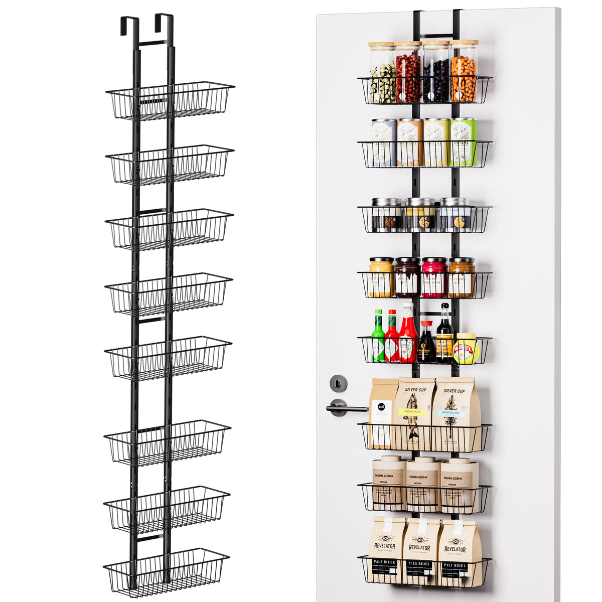 LUXEAR Over the Door Pantry Organizer Adjustable, 8 Tiers