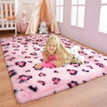 BENRON Pink Leopard Rugs, Soft Bedroom Rugs 3x5, Fluffy Living Room Rugs, Girls Room Decor Cheetah Print, Small Rugs for Dorm Ap