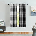 Black And White Buffalo Plaid Farmhouse Curtain Panel 54 Inch Long, Farmhouse Rustic Buffalo Check Gingham Curtain Drapes, Rod P