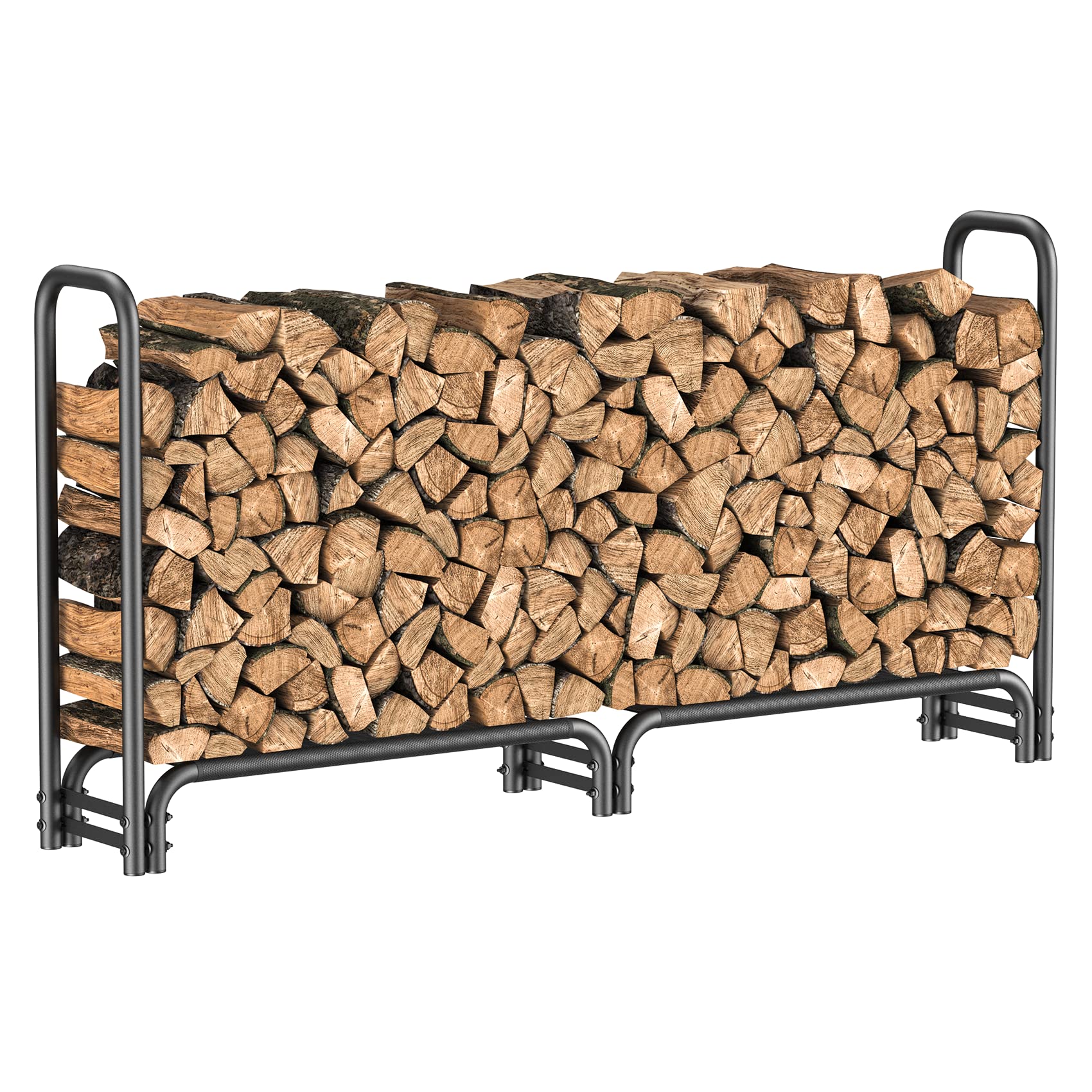 Mr Ironstone 8Ft Firewood Rack Outdoor With Mesh Base, For Store Logs Of Various Size, Fireplace Wood Storage Indoor For Courtya