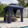 Aoxun Outdoor Gazebo for Patio 8x8 Metal Frame Canopy with Double Roofs Heavy Duty Party Tent and Shelter with Mosquito Netting 