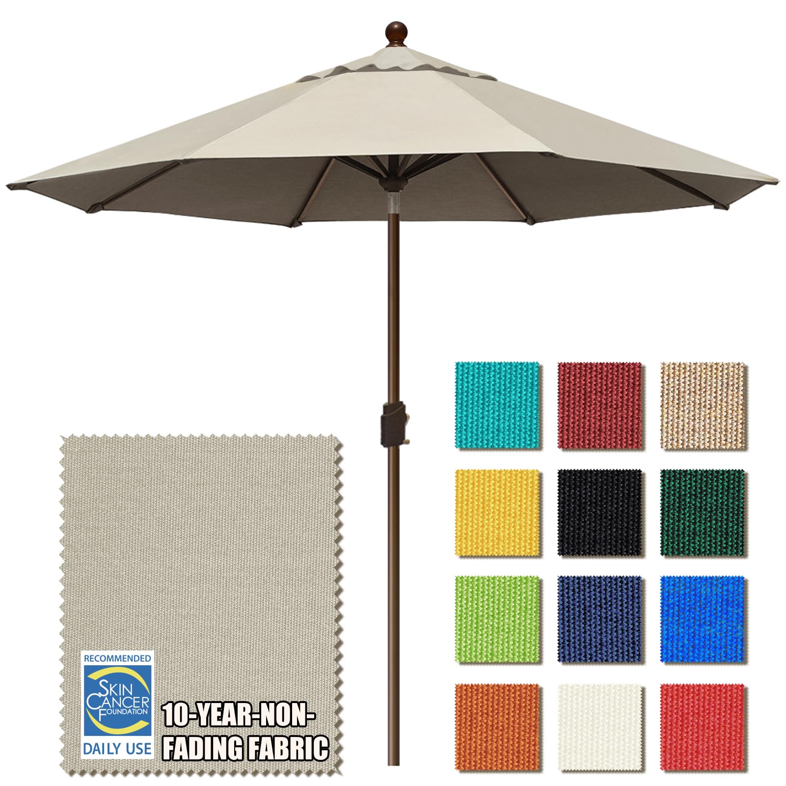 Eliteshade Usa 10-Year-Non-Fading 10Ft Market Umbrella Patio Umbrella Outdoor Table Umbrella With Ventilation, Antique Beige