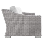 Modway Conway Sunbrella Outdoor Patio Wicker Rattan 4-Piece Furniture Set, Light Gray White