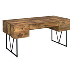 Coaster Home Furnishings Analiese Rustic 63-Inch 4-Drawer Home Office Computer Writing Desk Study Table with Storage Engineered Eco-Friendly Wood Look Laminate Sturdy Steel Base Rustic Nutmeg 800999