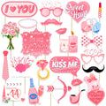 JXYCBZYing Light Pink Valentine's Day Photo Booth Props - Pack of 24 | Valentines Day Props for Photography, Lovers Selfie Photo
