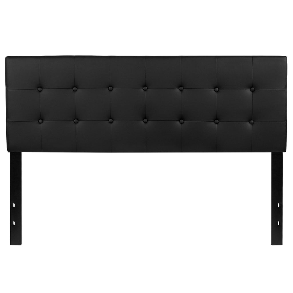 Flash Furniture Lennox Tufted Upholstered Headboard For Queen Size Bed, Contemporary Vinyl Tufted Headboard With Adjustable Height, Black