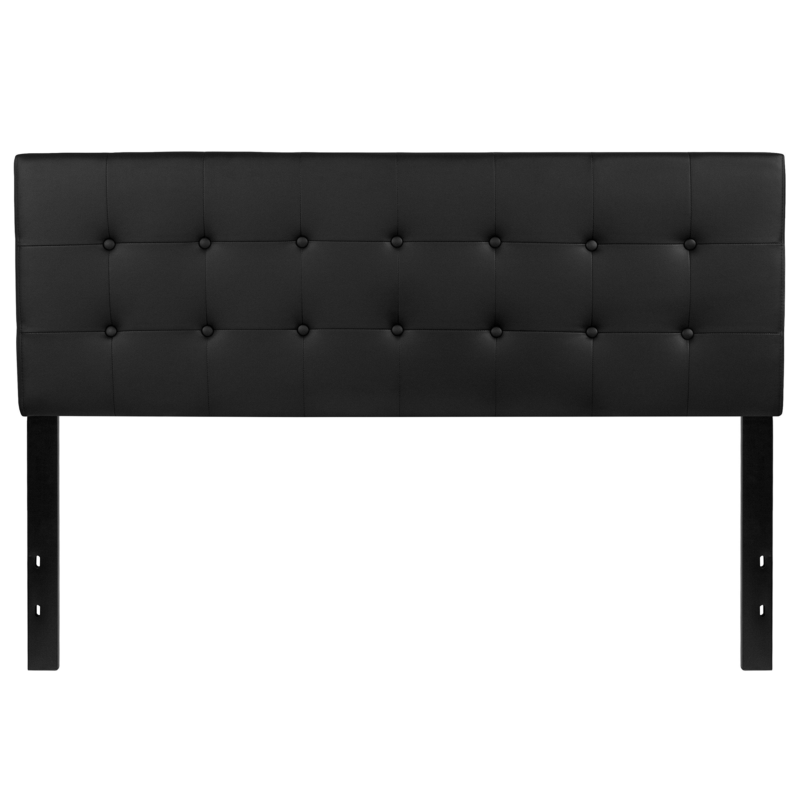 Flash Furniture Lennox Tufted Upholstered Headboard For Queen Size Bed, Contemporary Vinyl Tufted Headboard With Adjustable Height, Black