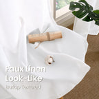 Bgment Faux Linen Pure White Curtains 90 Inches Long Set Of 2 Panels, Living Room Long Curtains Burlap Textured Thick Light Filtering Privacy Grommet Window Treatments, 52 X 90 Inch