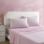 Betsey Johnson - King Bed Sheets, Soft & Lightweight Bedding, Fade & Wrinkle Resistant (Wonderland Stripe Pink, King)