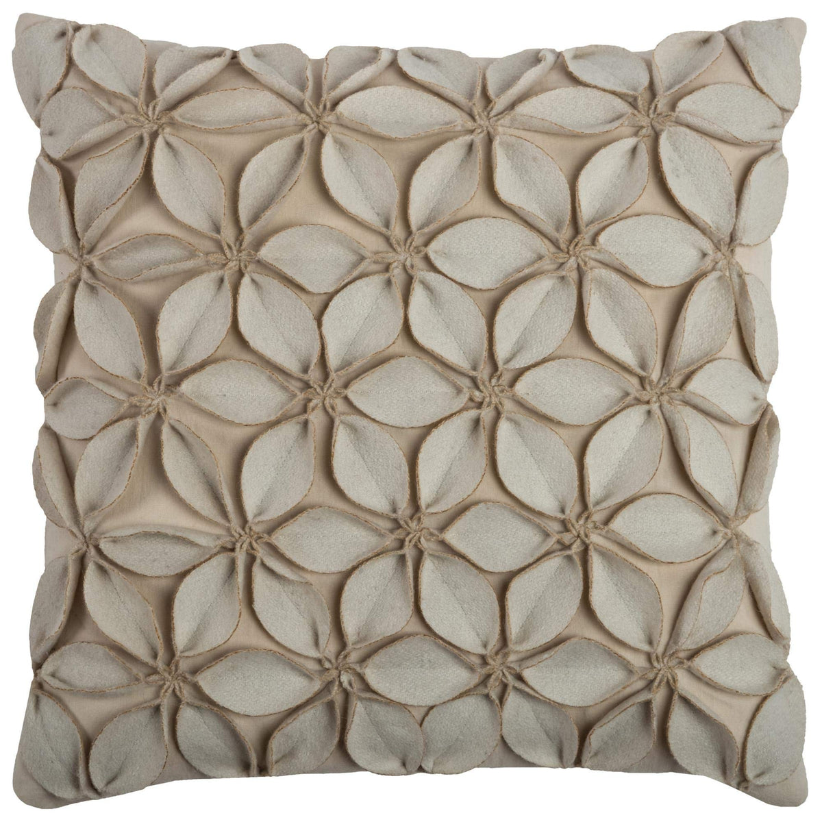 Rizzy Home | T07842 | Cover Only Decorative Pillow | 18&quot;x18&quot; Neutral/White/Brown