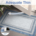 Beeiva Bordered Long Hallway Runner Rug, 2X8 Blue Modern Kitchen Runner Rugs Non Skid Washable, Printed Rug Runners For Hallways