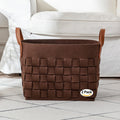 boldmonkey Laundry Basket 15  x13 x11 2 Pack, Large Rectangular Felt Fabric Blanket Basket with Leather Handle, Dirt Clothes La