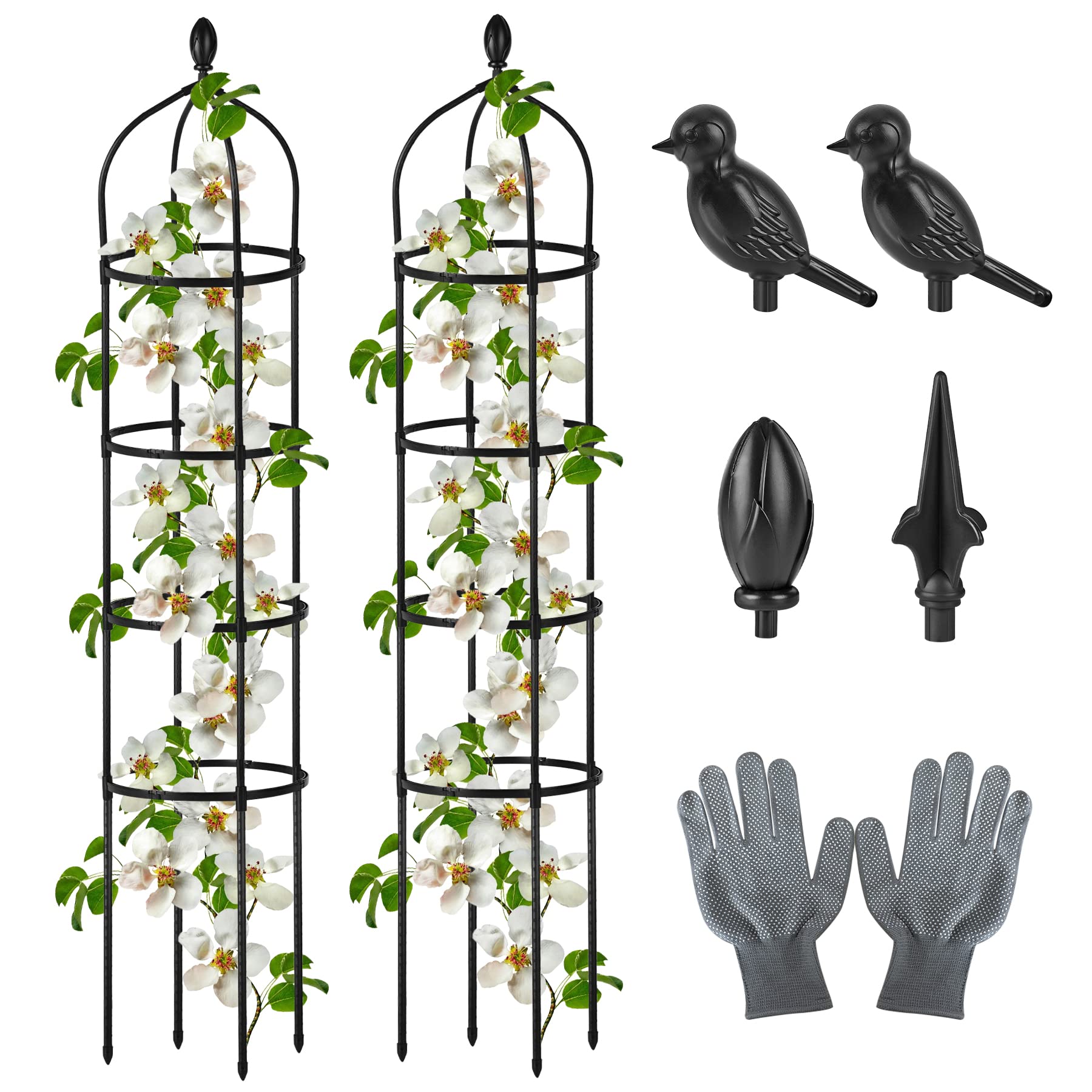 2 Pcs Garden Obelisk Trellis For Climbing Plants Outdoor 6 Ft Rose Bush Round Trellis For Pots Rustproof Metal Plant Flower Trel