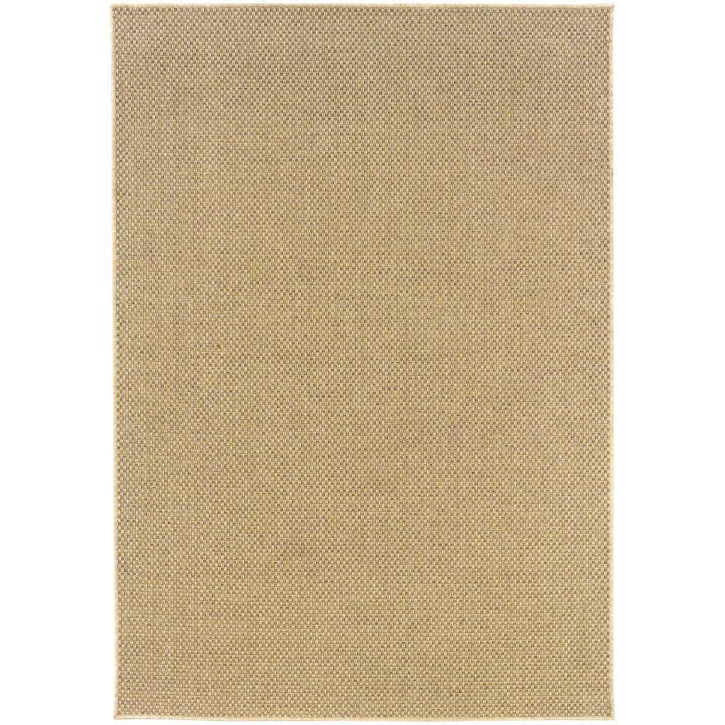 HomeRoots Polypropylene 5’x8’ Solid Sand Beige Indoor Outdoor Area Rug