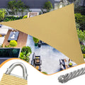 20' X 20' X 20' Sun Shade Sail Sand Curved Commercial Outdoor Shade Cover With Steel Wire Edges Sand Triangle Heavy Duty Permeab