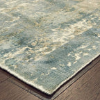 HomeRoots Viscose 3’ x 10’ Blue and Gray Abstract Splash Indoor Runner Rug