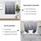 Dwcn Ombre Blackout Curtains-Damask Patterned Tie Up Shade For Window Thermal Insulated Room Darkening Rod Pocket Curtains For K