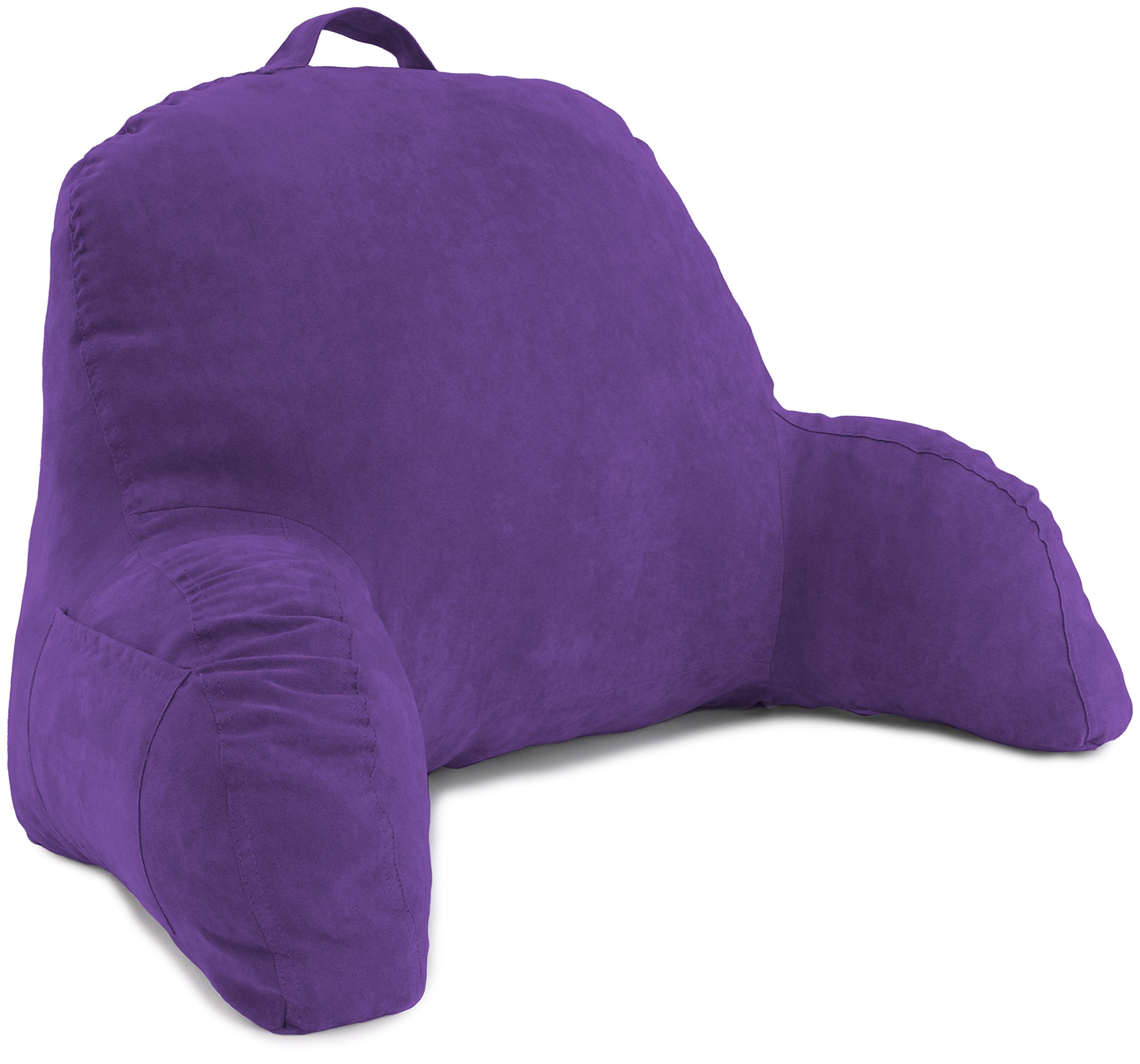 Deluxe Comfort Microsuede Bedrest - Reading And Bed Rest Lounger - Sitting Support Pillow - Soft But Well Stuffed Fiberfill - Ba