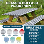 Sorfey Picnic Table Cover With Bench Covers -Fitted With Elastic, Vinyl With Flannel Back, Fits For Table 30'X 96' Rectangle,Water Proof, Checked Black Design