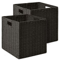 ICERZCZ Black Storage Bins, Wicker Storage Baskets for organizing, Paper Rope Woven Basket for Storage, 11 Inch Storage Cubes bi