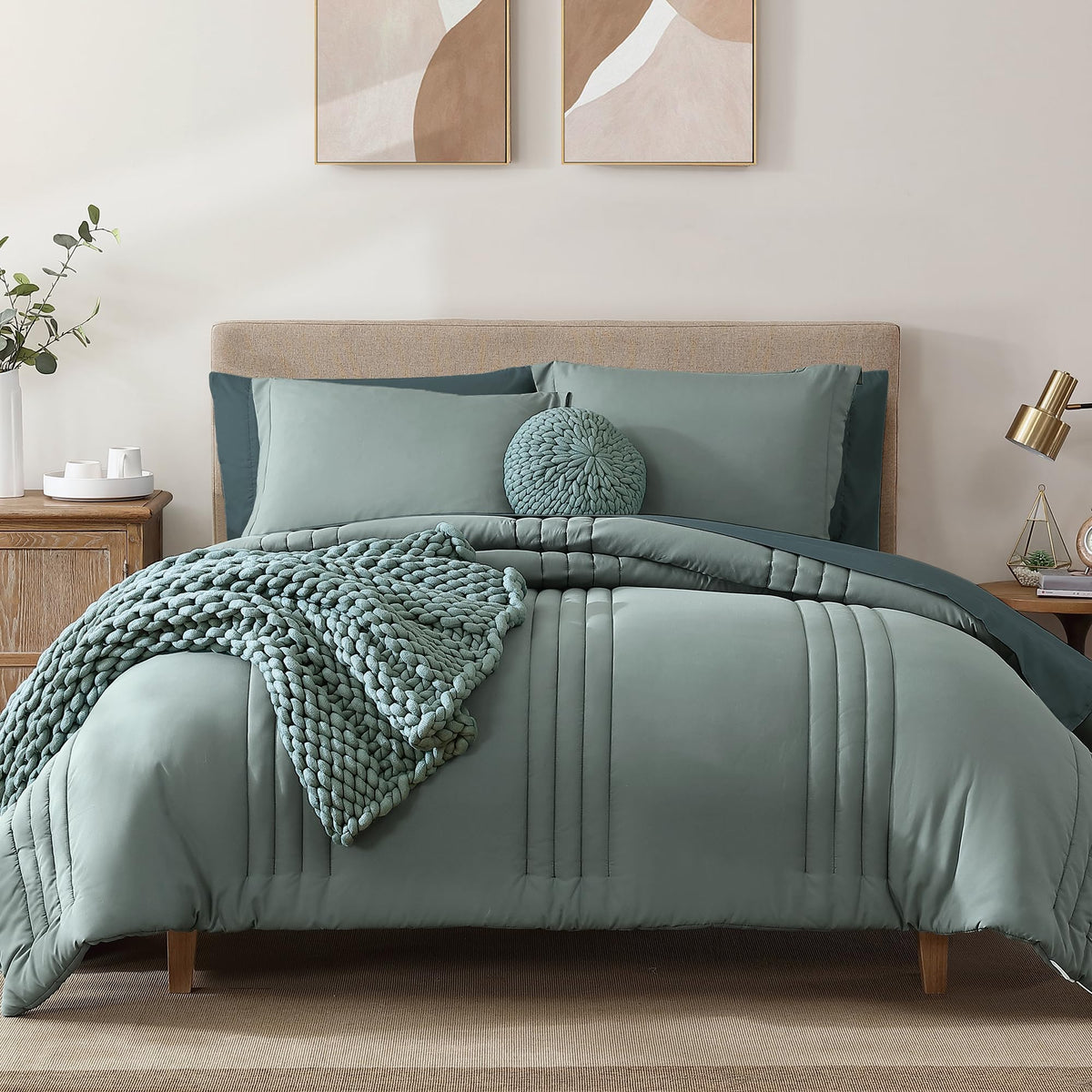 Monbix Full Size Comforter Sets, 7 Piece Full Size Bedding Sets, Warm Comforters, Bed In A Bag Full With Sheets,Pillowcases & Sh