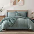 Monbix Comforter King Size, King Comforters Set 7 Piece, Breathable Solid Bedding Sets King With Comforters, Sheets, King Bed In