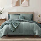 Monbix Comforter King Size, King Comforters Set 7 Piece, Breathable Solid Bedding Sets King With Comforters, Sheets, King Bed In