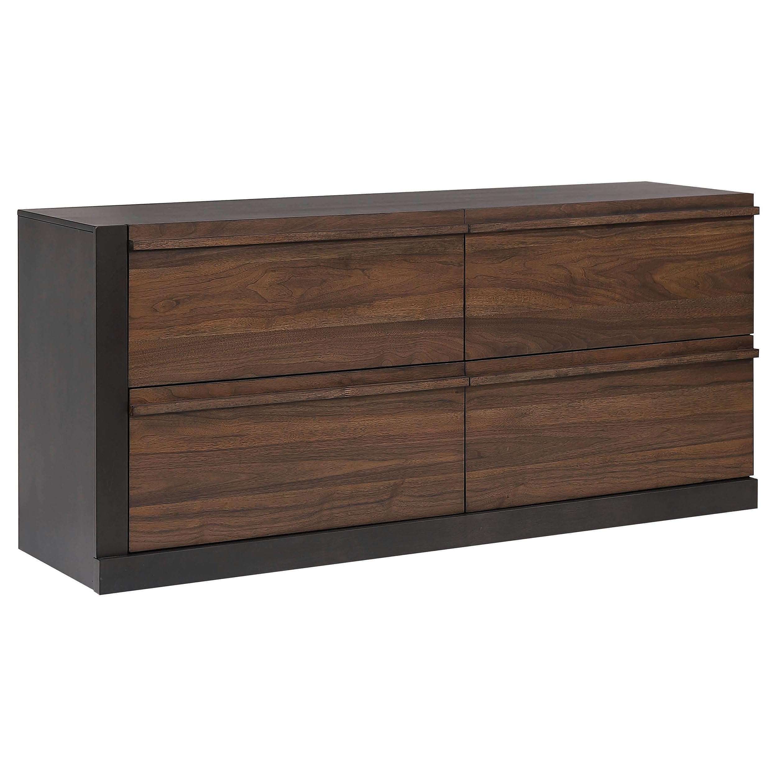 Coaster Home Furnishings Azalia Contemporary 64-inch 4-Drawer Bedroom Dresser Clothing Storage Cabinet Wide Chest of Drawers Organizer Unit Walnut 224283