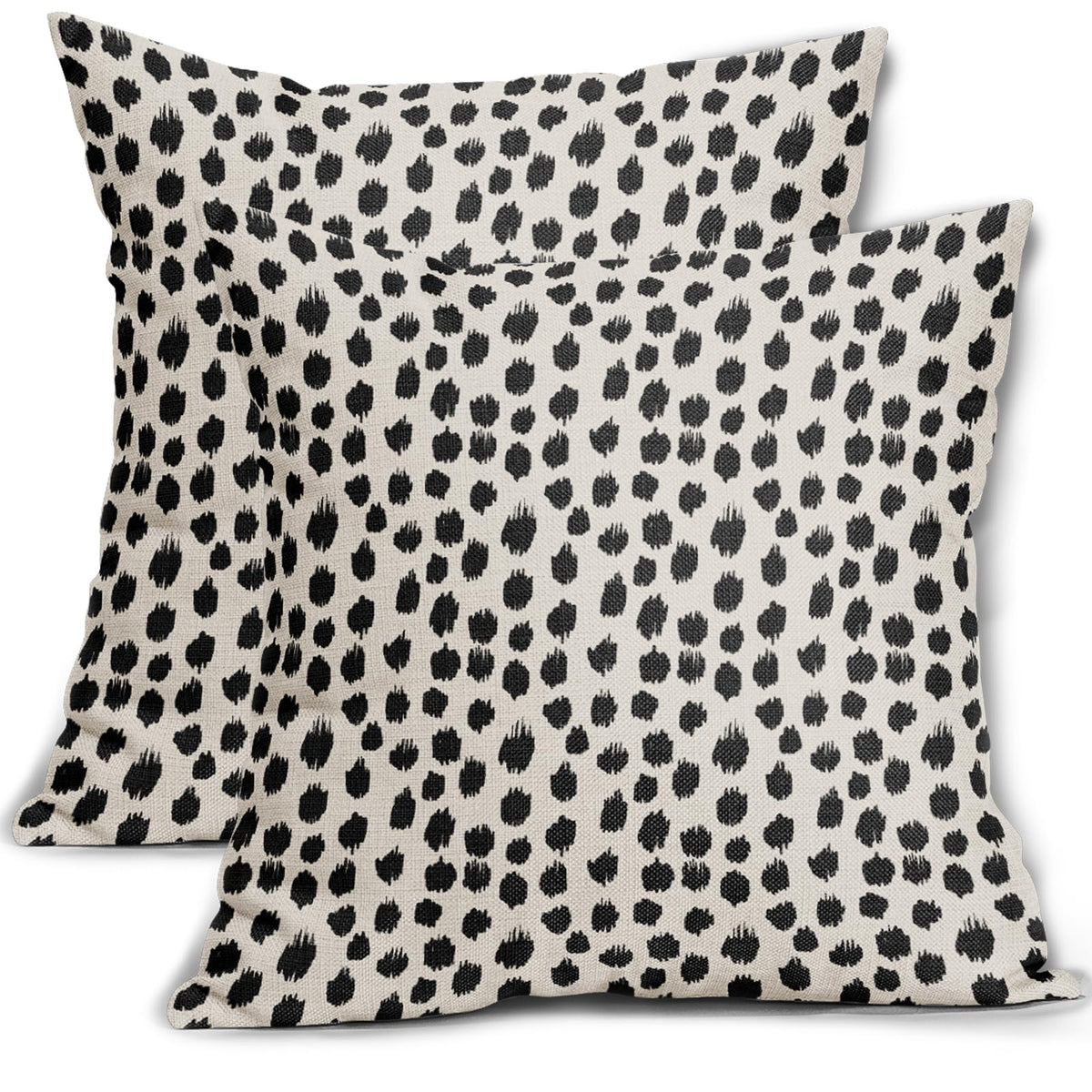 Black Cream Polka Dot Pillow Covers 24X24 Set Of 2 Outdoor Modern Art Throw Pillows Boho Design Brush Strokes Decorative Pillowc