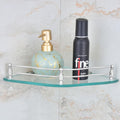 MOTIQO Flower Transparent Glass Corner Shelf for Bathroom, Bathroom Shelf for Wall, Racks and Shelves, Kitchen Corner Shelf, Bat