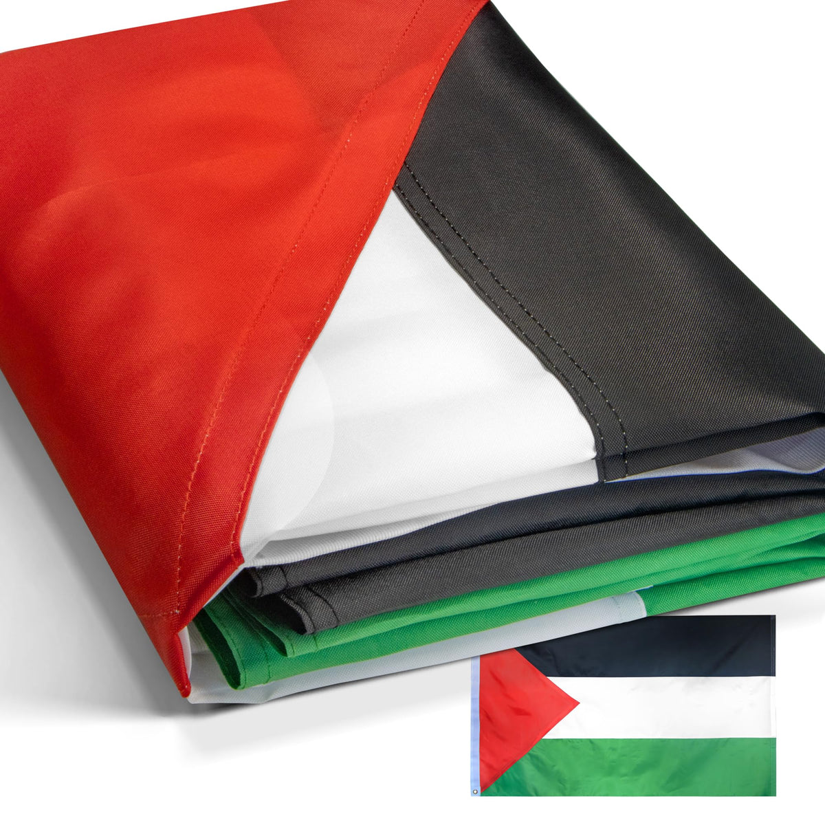 Anley Everstrong Series Palestine Flag 3X5 Ft - Heavy Duty Canvas Header - 4 Rows Of Lock Stitching - Nylon Palestinian National