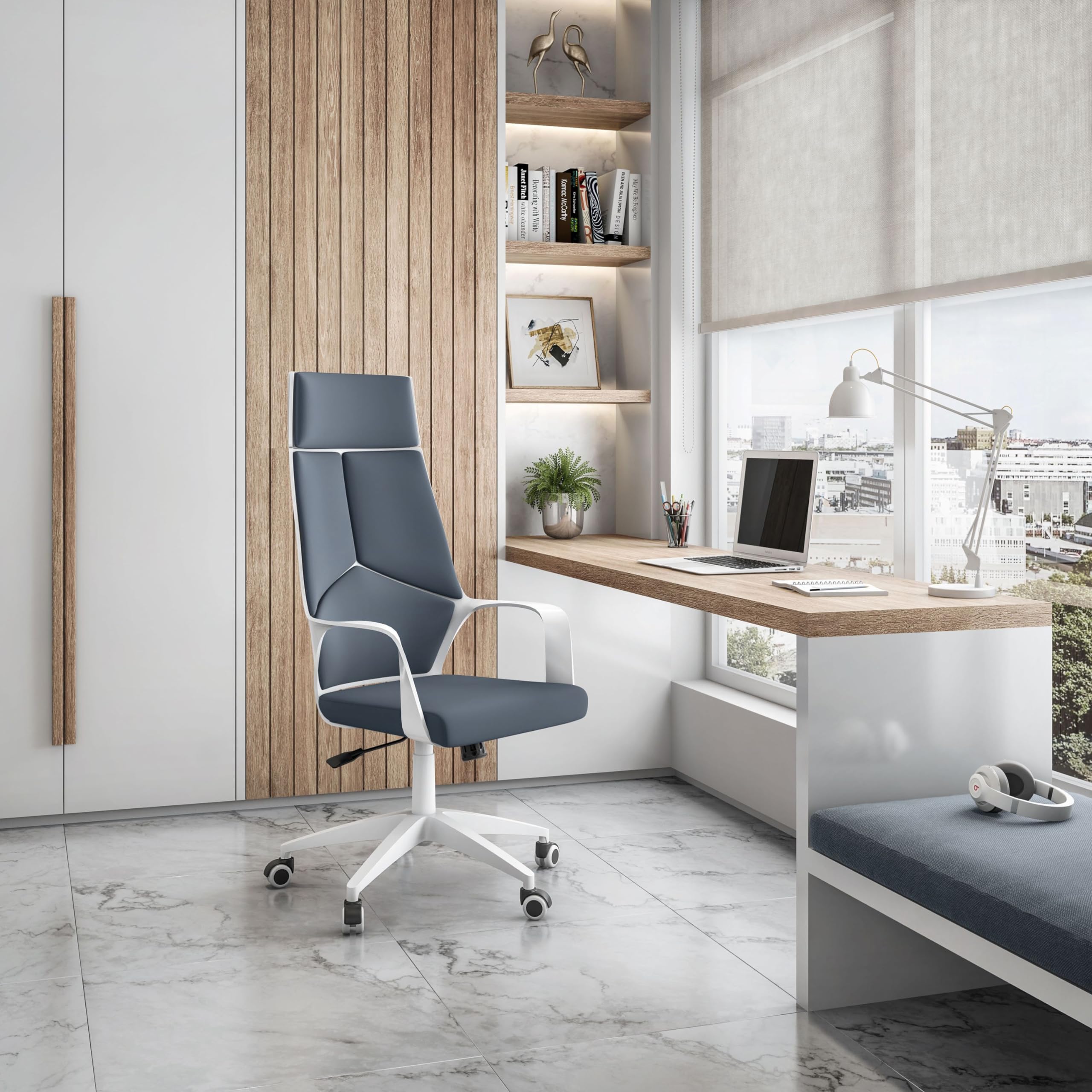 Techni Mobili Executive Modern Studio Office Chair, Regular, Grey