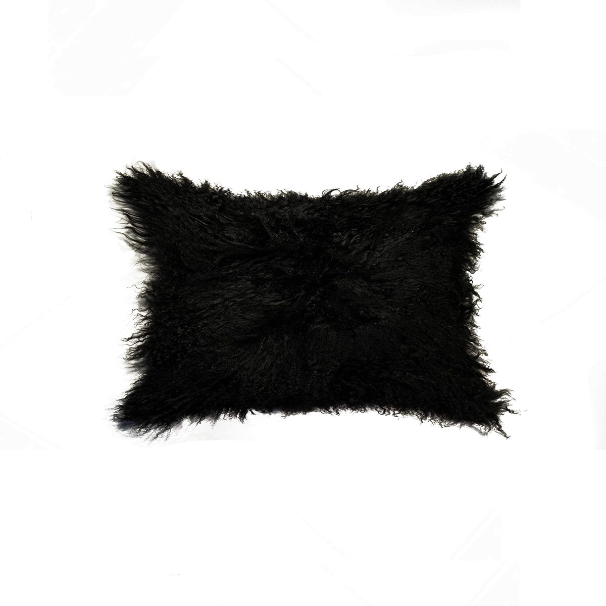 HomeRoots Kitchen Modern Decorative Sheepskin Pillow - 12' x 20' x 5', Black