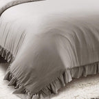Lush Decor Reyna Ruffle Comforter Set - 3 Piece Cozy Ruffled Bedding Set - Timeless Elegance And Comfort For Bedroom - King, Gra