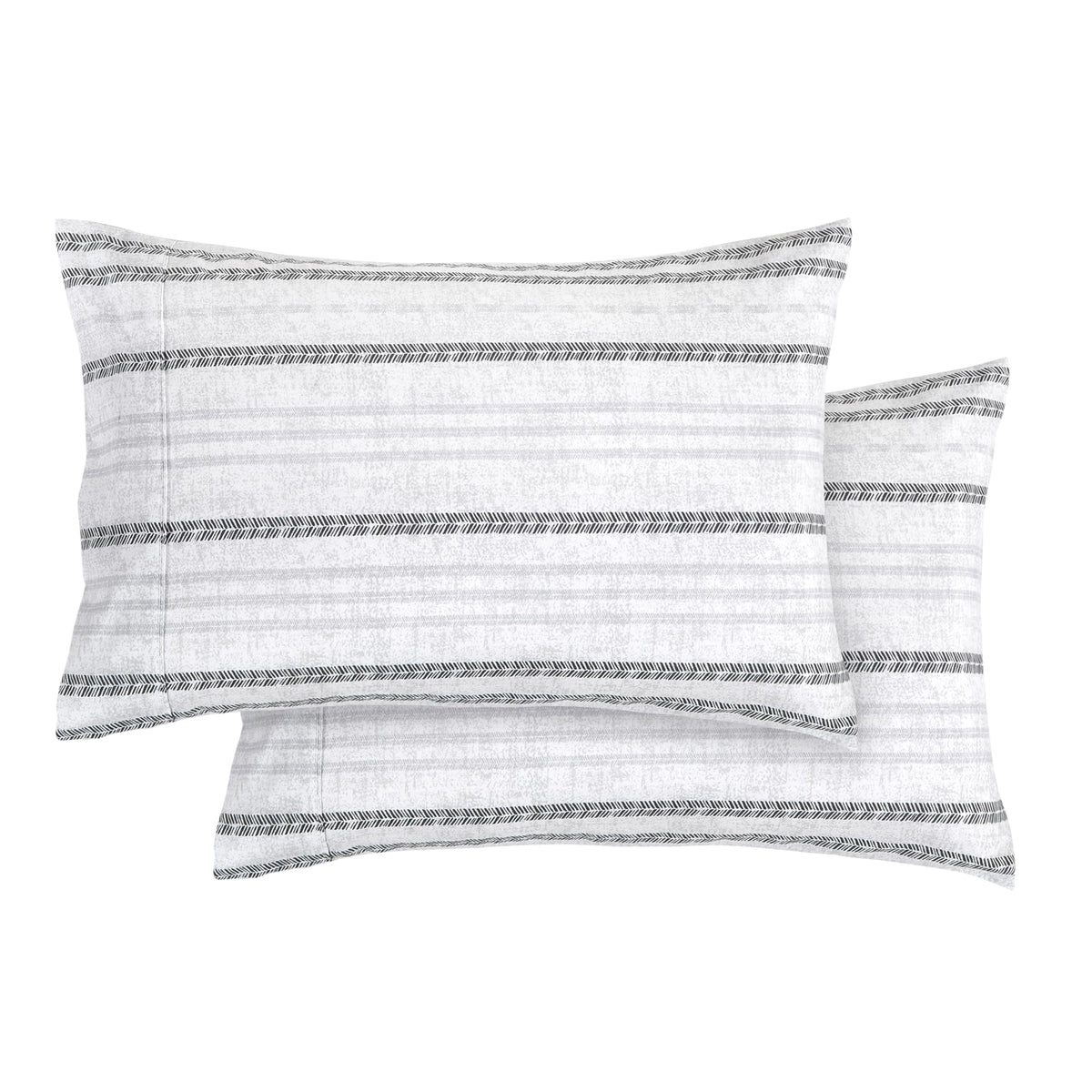 Elegant Comfort Ultra Soft Set Of 2 Striped Print Pillowcases - 1500 Premium Hotel Quality Microfiber, Soft And Smooth Envelope Closure 2-Piece Pillow Covers - Standard/Queen, Traci Gray